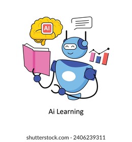 Ai Learning vector Filled outline Design illustration. Symbol on White background EPS 10 File 