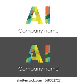 AI letter abstract mosaic shape icon colorful