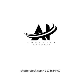 AI Letter Creative Modern Monogram Three Black Swoosh Design Logo