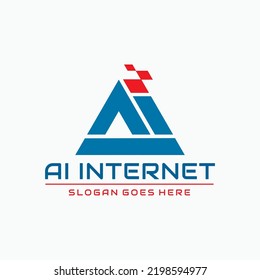 AI Letter Data Pixel Internet Computer Logo Vector Image