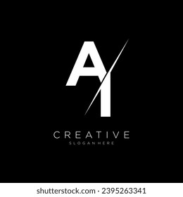 AI letter design logo logotype icon concept with serif font and classic elegant style look vector illustration. AI Letter Logo Design Template Vector Illustration.