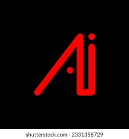 Ilustración de vectores de plantillas de diseño de logotipo inicial de una carta de IA. Tipografía roja sobre fondo negro