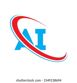 AI Letter logo design, AI Letter, AI logo. AI initial letter logo colored red and blue, Vector logo design template elements for your business or company identity. a i, a i letter, a i design.