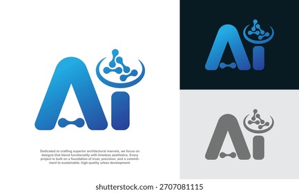 AI Carta Logotipo Diseño Tecnología Inteligencia Artificial Conexión Digital