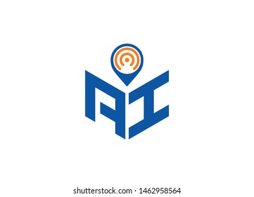 AI Letter logo with Location Symbol