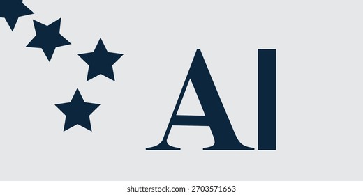 AI letter logo with sparkles icon on white background. Vector of Artificial Intelligence, AI icon. Simple AI text logo, technology and digital concept illustration.