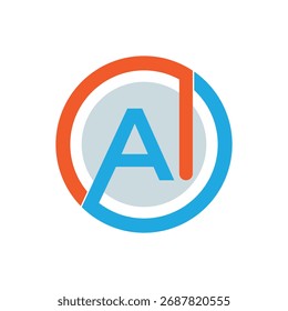 AI Letter Logo Vector. Geometric Monogram Emblem for Artificial Intelligence, Innovation, Technology, or Global Consulting Brand Identity.