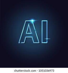 AI Letter Neon light (Artificial Intelligence). Easy to use for adding text and captions to your photos.