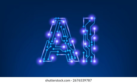 AI Letters Concept mit Leiterplattenhintergrund. EPS10-Vektor