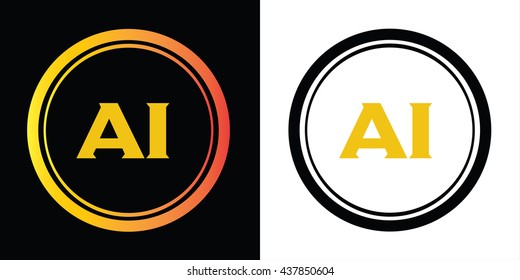 AI letters icon design template elements in abstract background logo, design identity in circle, alphabet letter