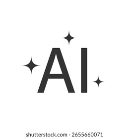 AI Letters Icon with Sparkles Representing Artificial Intelligence and Technology Vector Illustration