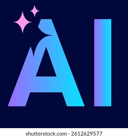AI letters with stars artificial intelligence vector
Vector AI icon gradient mini red