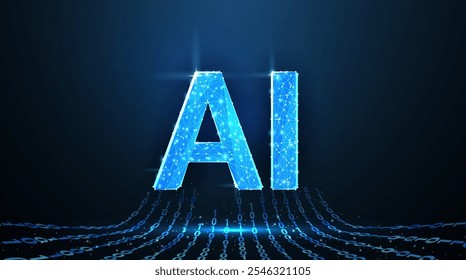 Letras AI. Tecnología de IA, núcleo de robot, línea eléctrica, inteligencia artificial, sistema de CPU, tecnología futura, concepto de computación en nube electrónica. Ilustración vectorial Abstractas