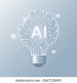 Circuito de lâmpada de AI, tecnologia de inteligência artificial criativa Idea concept