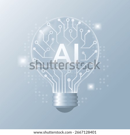 AI light bulb circuit, Creative artificial intelligence technology Idea concept