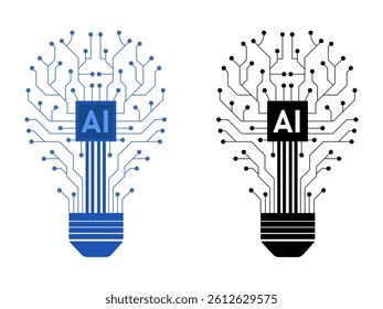 AI light bulb set icons artificial intelligence vector on white background
Blue and black light bulbs ai