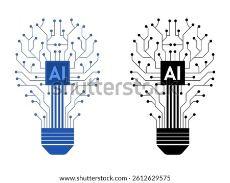 AI light bulb set icons artificial intelligence vector on white background
Blue and black light bulbs ai