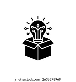 AI lightbulb inside box symbolizing innovative ideas and smart technology