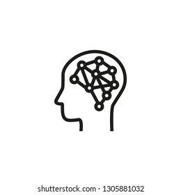 AI line icon. Person, brain, circuit board. Artificial intelligence concept. Can be used for topics like machine learning, automation, robotic technology
