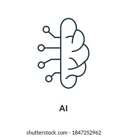 Ai line icon. Simple element from digital disruption collection. Outline Ai icon element.
