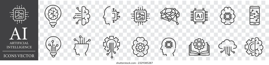 AI line icons collection vector