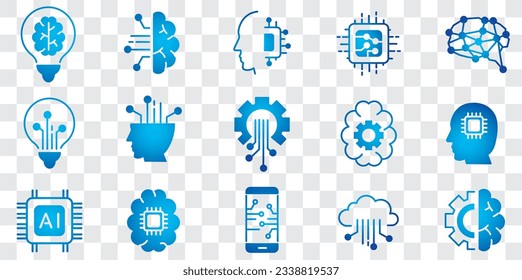 AI line icons collection vector
