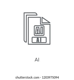 AI linear icon. AI concept stroke symbol design. Thin graphic elements vector illustration, outline pattern on a white background, eps 10.