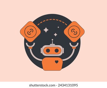 AI Link Building SEO concept. Backlink digital marketing strategy for increase website traffic and domain trust. Link building vector isolated illustration on black background with icons