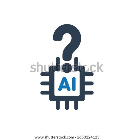 AI Locked Chip Question Icon Isolated On White Background