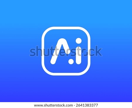 AI logo, artificial intelligence badge with minimal typography, virtual assistant icon. Smart tech symbol for cloud system, analytics, automation, network, digital innovation. Vector illustration