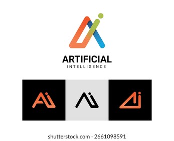 KI-Logo Künstliche Intelligenz Branding mit Farbverlauf-Schema