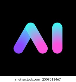 Logotipo AI, Inteligência Artificial arco-íris colorido ícone Gradiente moderno mínima Tipografia Projeto vetorial de texto , para seu site futurista ou gerador de imagens de aplicativos com IA