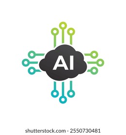 Logotipo AI. Ilustración de diseño de logotipo de inteligencia artificial
