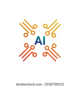 AI Logo. Artificial Intelligence logo design illustration