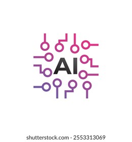 AI Logo. Artificial Intelligence logo design illustration