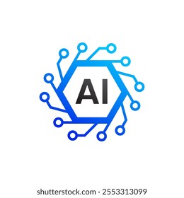 AI Logo. Artificial Intelligence logo design illustration