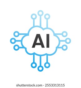 Logotipo da AI. Ilustração do design do logotipo de inteligência artificial