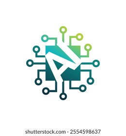 AI Logo. Artificial Intelligence logo design illustration