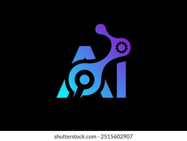 AI logo artificial intelligence and magnifying glass icon. Search or find and AI generated. Search tool, explore. Search pictogram or logo