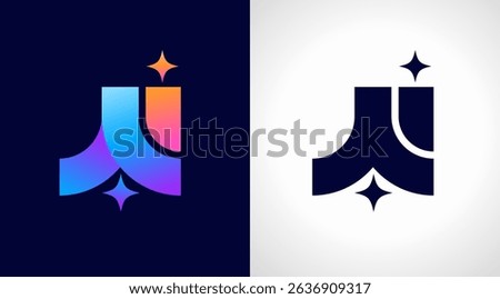 AI logo, Artificial Intelligence modern gradient icon. Colorful minimalist star and letters A and i icon. Vector concept design