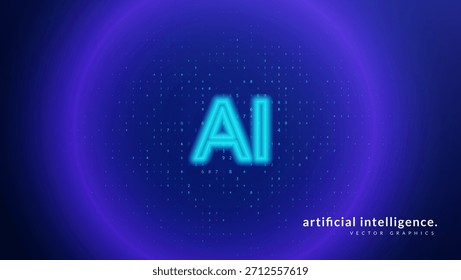 Plano De Fundo Do Logotipo Ai. Design De Vetor Futurista Com Um Círculo Hud. Efeito de movimento de partículas de inteligência quântica. Logotipo Azul, Roxo E Rosa Ai