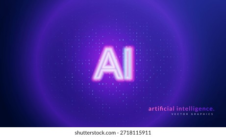 Plano De Fundo Do Logotipo Ai. Conceito Técnico Com Um Círculo Vetorial E Rede. Visualização Da Ciência Moderna E Da Tecnologia Do Futuro. Logotipo Azul, Roxo E Rosa Ai