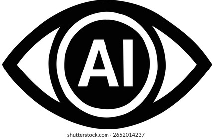 Logotipo AI en blanco y negro con un icono de ojo con 'AI' en el iris y un sutil fondo de cuadrícula de estilo tecnológico.
