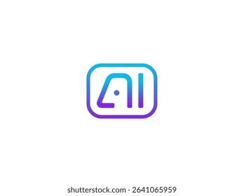 AI logo, chatbot smart assistant icon, virtual tool emblem for app, SaaS, automation, tech support, communication system, education software. Outline gradient monogram. Vector illustration
