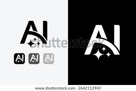 Ai Logo Concept with modern minimalist concept. Artificial Intelligence symbol icon combining between letter A and I with abstract shape in the creative way design concept.