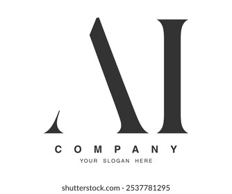 Design do logotipo da IA. Estilo de fonte das letras iniciais a e i serif. Tipografia clássica do nome da empresa. Logotipo ou identidade da moda. Ilustração vetorial.