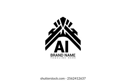 AI logo design. AI Letter Logo Desig. Initial letter AI logotype company logo design. A I vector logo for business and company