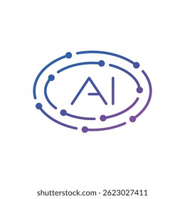 AI logo in ellipse. AI concept