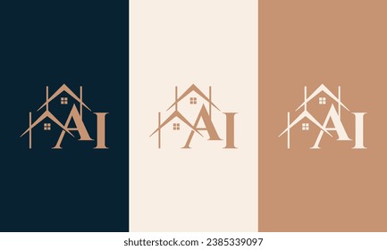 Logo de IA con un elemento de forma de casa que significa empresa inmobiliaria