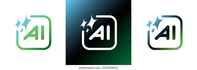 Icono del logotipo de la IA con concepto de inteligencia artificial. Carta de estrella brillante en círculo abstracto. Instrucción de aprendizaje de interfaz de usuario App de Chatbot y marca tecnológica interactiva. Gradiente futurista eps diseño de contorno de logotipo